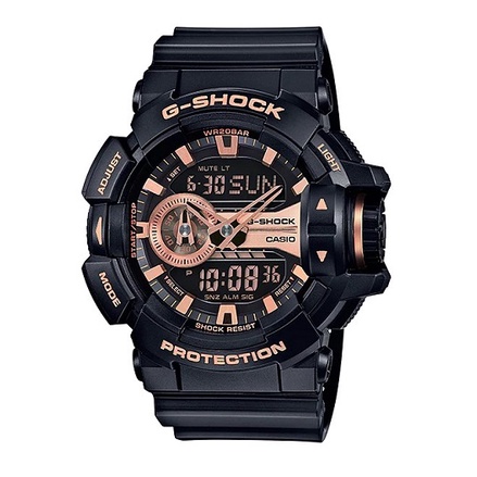 【CASIO 卡西歐】G-SHOCK 金屬風雙顯腕錶 (GA-400GB-1A4)