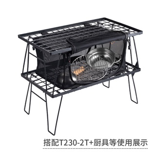 Campingmoon柯曼 【露遊市露營用品嚴選】多用途收納網箱 折疊收納網箱 鐵網桌網箱 收納袋 折疊網架 置物網架