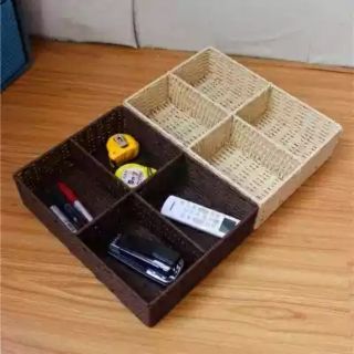 桌面收納盒分類 門口儲物筐編織整理筐 無蓋玄關雜物收納筐