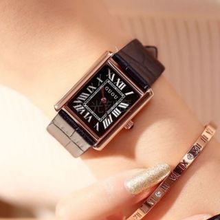 古歐/GUOU 時尚方形羅馬數字皮帶款手錶 中性錶 女錶 錶 watch