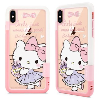 Hello Kitty女款矽膠iPhone XS Max手機殼鋼化玻璃蘋果XS保護套邊框背貼套組