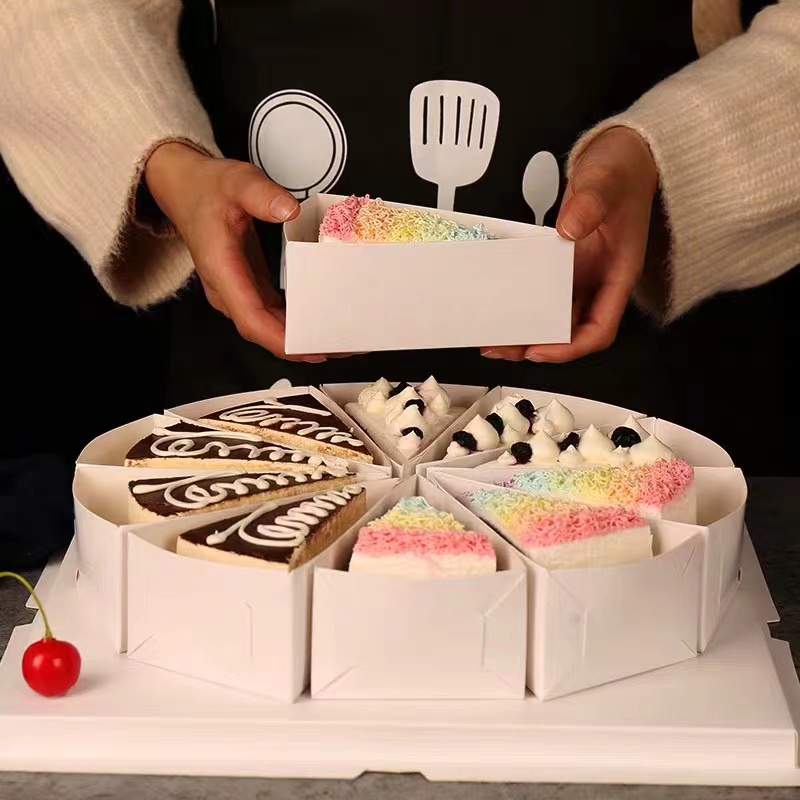 三角形慕斯盒 6寸8寸蛋糕 切件盒 一次性打包盒 加厚千層蛋糕切塊 西點包裝紙盒子