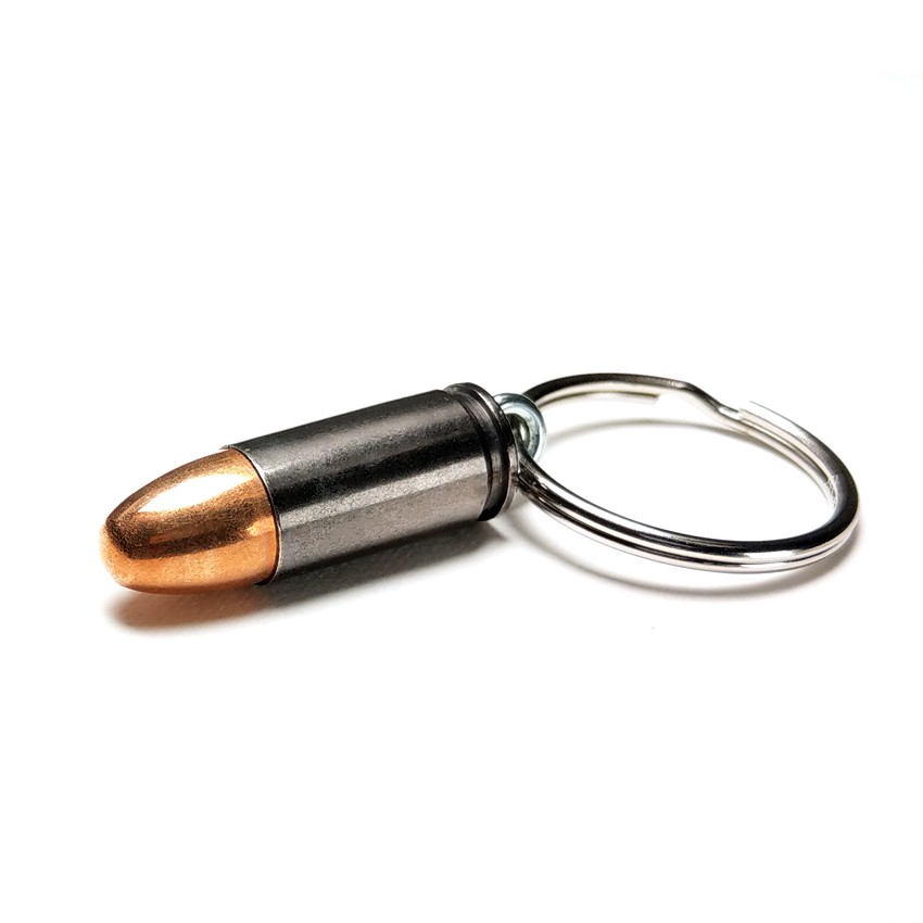 Bullet - 9mm 真實手槍子彈鑰匙圈（黑）復古金屬創意造型質感鑰匙扣 個性潮牌鑰匙吊飾掛飾 生存遊戲特殊特別裝備