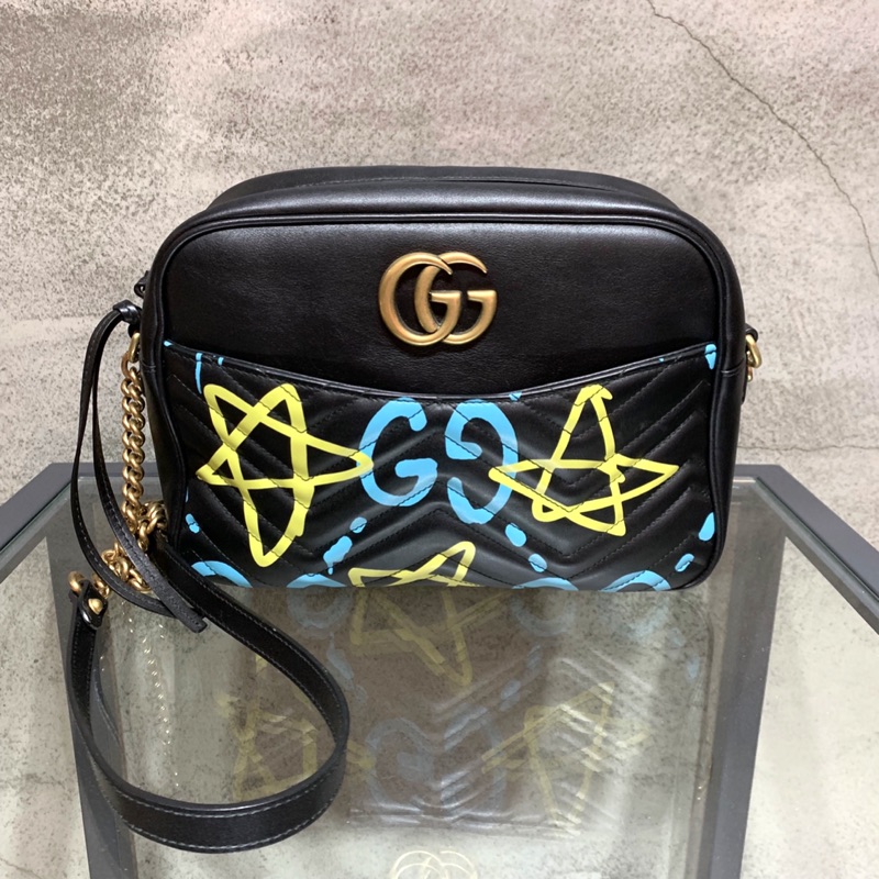 Gucci 塗鴉黑色鏈條包