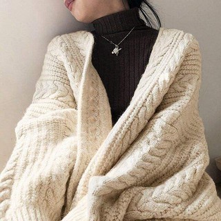 【Joybuy】韓系秋冬簡約麻花針織毛衣外套女裝