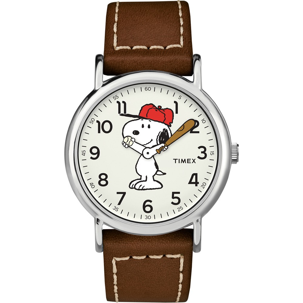 【TIMEX】天美時 x SNOOPY 限量聯名系列棒球款手錶 (棕 TXTW2T61000)