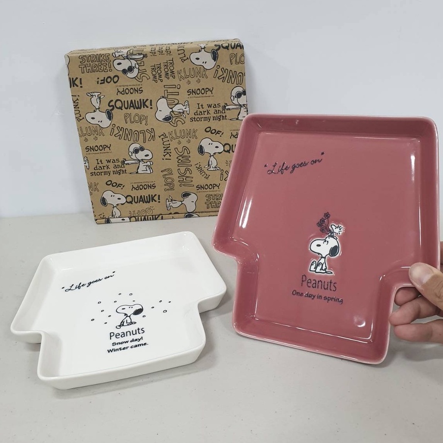 │全新轉賣│日本製 Snoopy PEANUTS 史努比 史奴比 房屋 造型 陶瓷盤 2入組