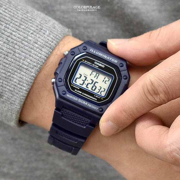 CASIO手錶 藍紫色電子膠錶【NECD1】