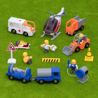 磁性工程車兼容木制小米軌道車米兔木頭汽車brio宜家兒童木質玩具