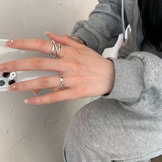 韓國套裝冷淡風食指戒指女ins潮嘻哈時尚個性復古開口指環