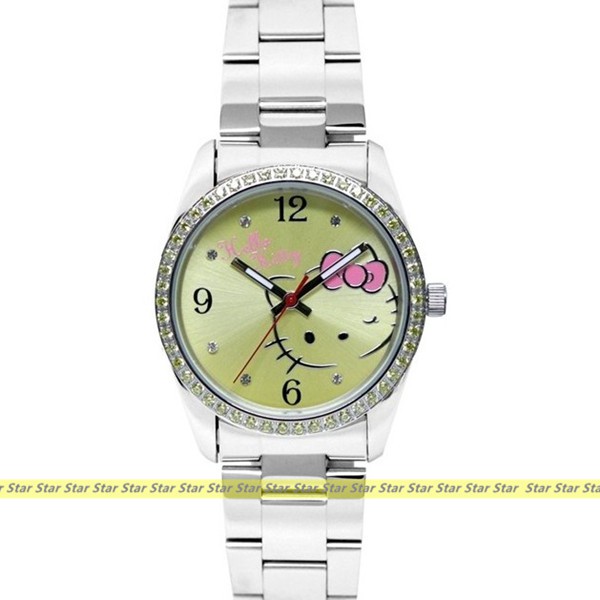 ＊星光鐘錶＊ Hello Kitty手錶 三麗鷗正版授權【凱蒂貓俏皮眨眼晶鑽手錶】(黃色) LK691