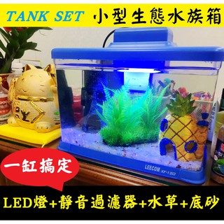 2種款式★小型水族箱 迷你套缸 桌面魚缸 辦公室魚缸 套房魚缸 含:魚缸、電燈、過濾器！USB魚缸 懶人魚缸 新手魚缸