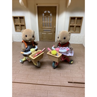 森林家族 二手 海狸兄妹 戶外運動組 腳踏車 三輪車 河狸 絶版 少見 人偶 家庭 海獺