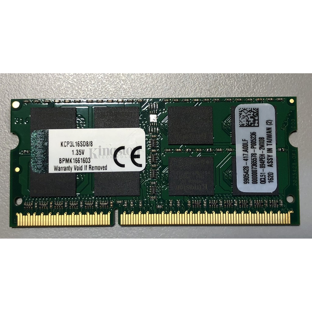 金士頓 Kingston DDR3L 1600 8GB (KCP3L16SD8/8) 2入組