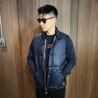 美國百分百【Abercrombie & Fitch】立領 羽絨 背心 AF 麋鹿 無袖 夾克 輕量 深藍 男款 H685