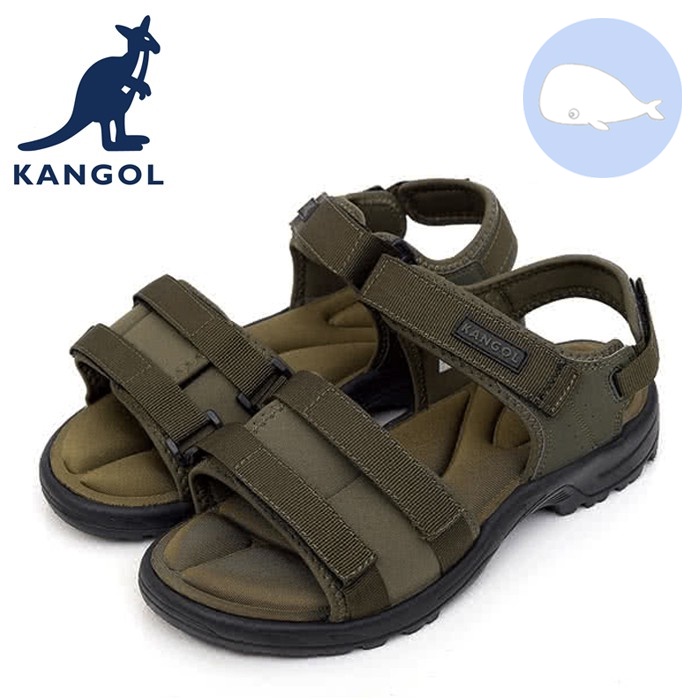 【小鯨魚包包館】KANGOL 英國袋鼠 英式寬版記憶鞋墊休閒涼鞋 6755230173 軍綠 男女款