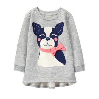 妙寶貝❤️【現貨出清】Gymboree長袖上衣，灰底波浪邊+粉紅蝴蝶結狗狗(2T/3T/4T/5T)，另有Carter、