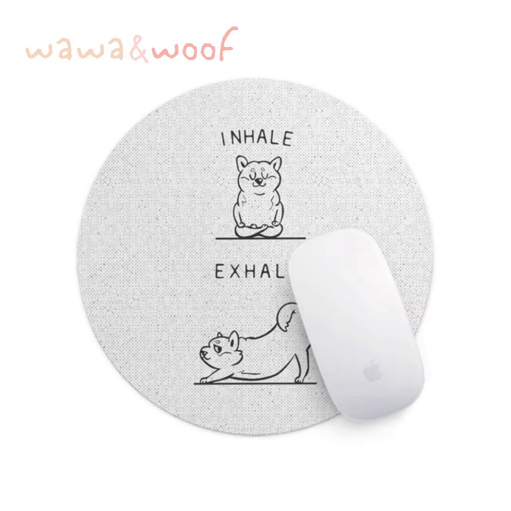 ⭐️⭐️Wawa&amp;Woof可愛無罪小狗滑鼠墊 瑜珈狗比熊犬貴賓白狗狗 ins風 yoga Mouse pad [現貨]