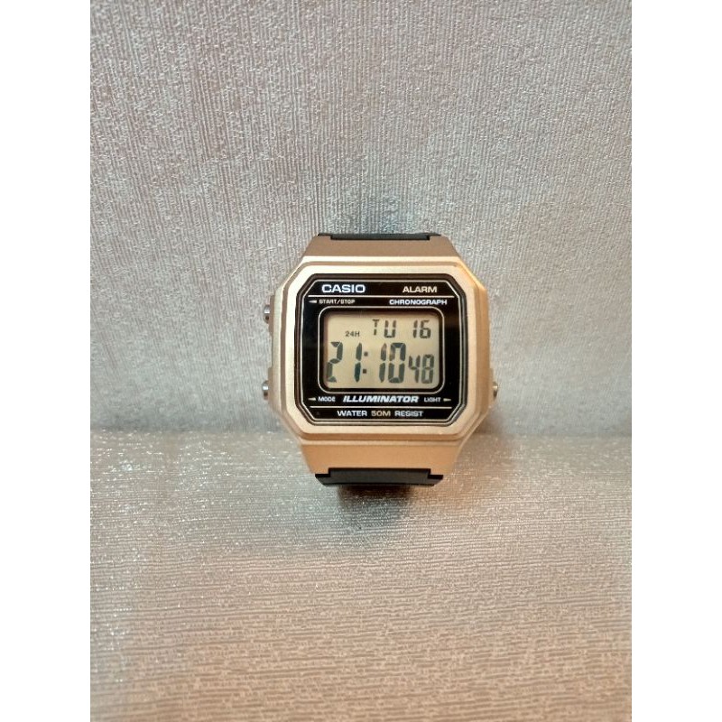 CASIO 卡西歐 W-217HM-9A 復古電子錶 琥珀金 （二手）