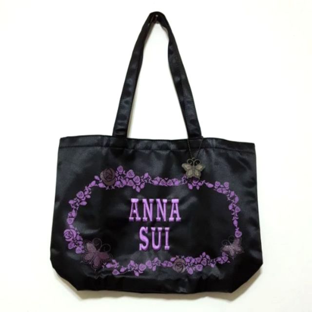 ANNA SUI 安娜蘇有吊飾鍛面肩背包 側背包 全新