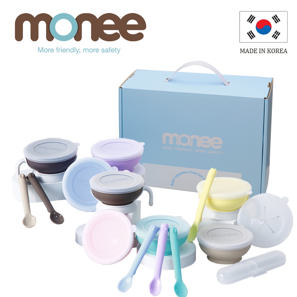 【韓國monee】寶寶白金矽膠碗+白金矽膠湯匙 禮盒組