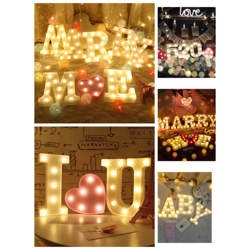 ONEDAY ✨求婚爆款LED 英文字母燈 字母燈 浪漫生日道具 驚喜 表白裝飾燈 求婚佈置創意用品 拍攝道具