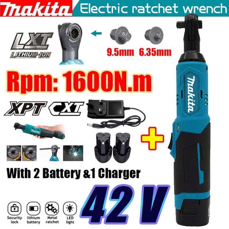 牧田 2022 Makita 新款無繩電動棘輪扳手 8000mAh 42V 帶 2/1 電池螺絲螺母拆卸維修 150N.