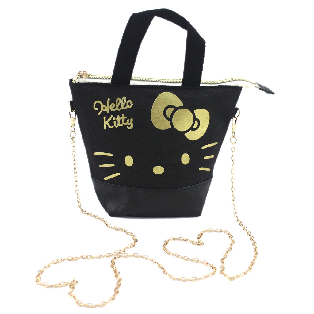 卡漫城 - Hello Kitty 可觸控 肩背包 帆布 黑 ㊣版 斜背包 手機包 隨身包 化妝包 側背包 手提包