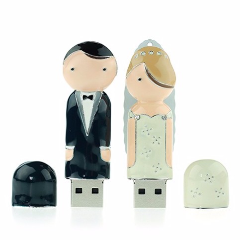 【Xebe 集比】新郎與新娘精品隨身碟-2入一組(8GB 16GB 32GB) 創意禮物 結婚禮物推薦 金屬隨身碟