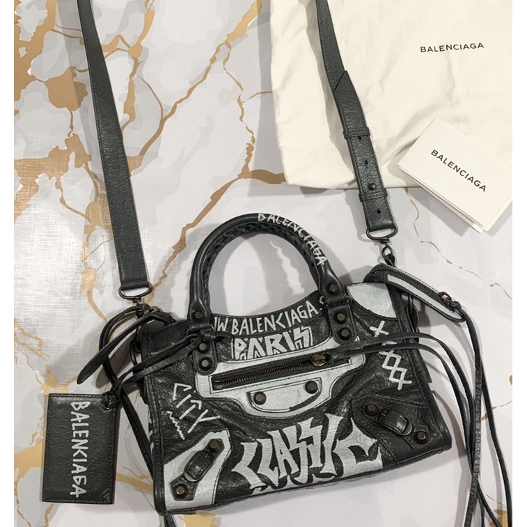 ❤️台南 巴黎世家 機車包 Mini City 正品 塗鴉 二手 正品 Balenciaga 巴黎世家 精品 包 包包