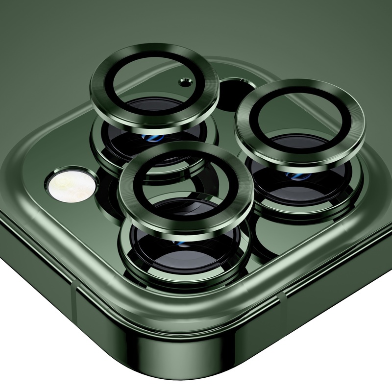 適用於 iPhone 13 Pro Max / 13 Pro 松嶺青鋼化玻璃屏幕保護膜Apple綠色相機保護膜