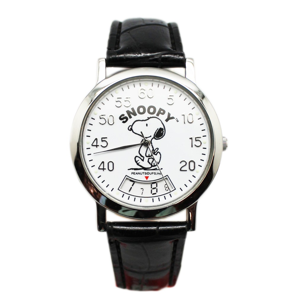 卡漫城 - 六折出清 Snoopy 手錶 皮革 黑色 旋轉時針 ㊣版 史努比 女錶 卡通錶 史奴比 男錶 造型錶