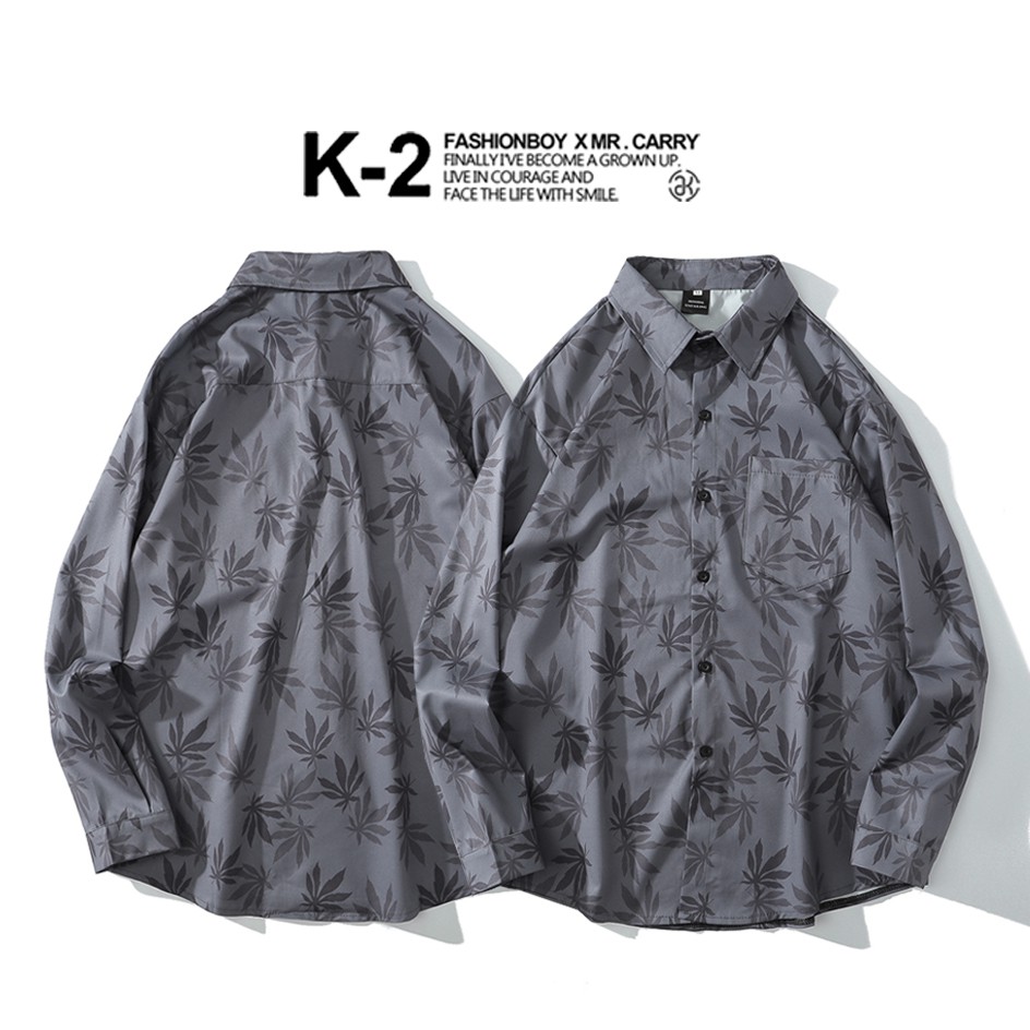 K 2 滿版大麻花潮流元素街頭穿搭trap 暗黑文青花襯衫長袖襯衫男女不拘情侶款 239 蝦皮購物