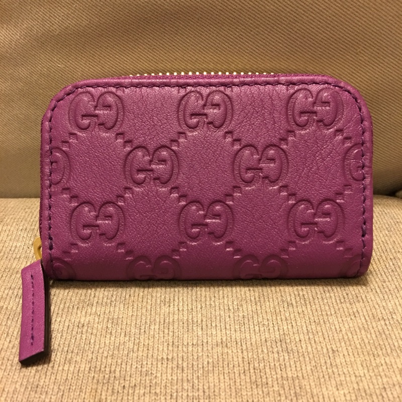 Gucci 紫色經典logo壓紋零錢包（Larkhine專屬）