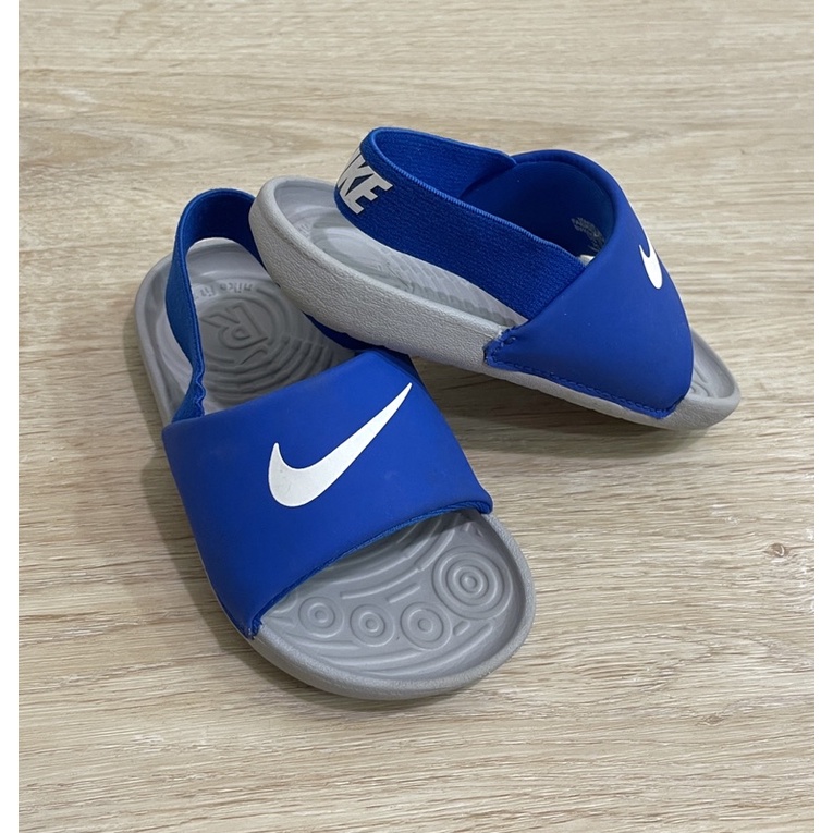 [二手］Nike 藍色logo勾勾鬆緊兒童涼鞋