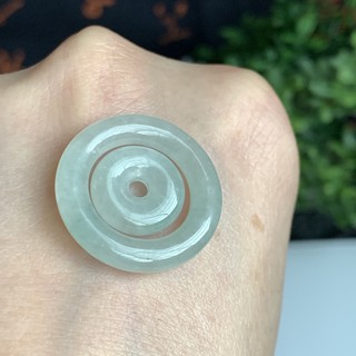 天然緬甸玉a貨 翡翠 冰果綠 子母平安扣 玉墜D38