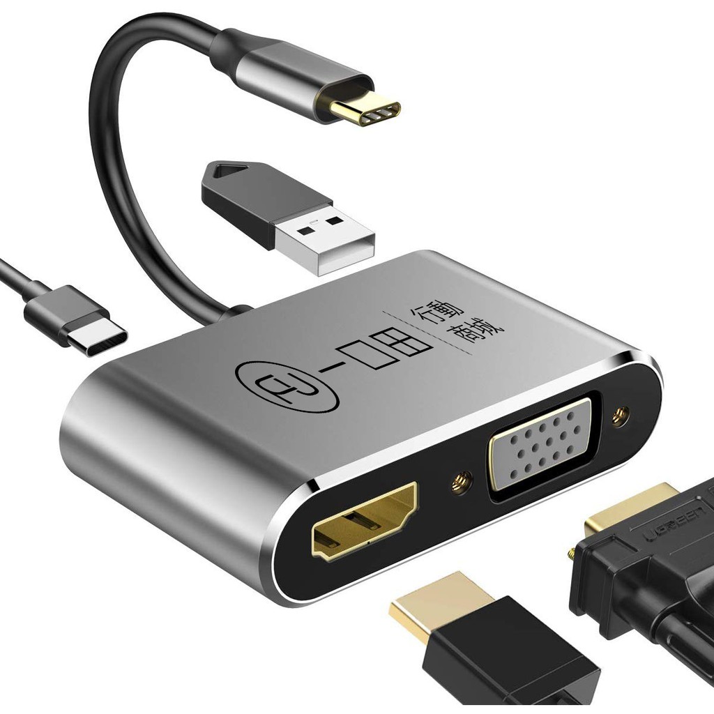 [現貨]Mac M1 hub PD 四合一 USB-C 轉 HDMI+VGA+USB | switch集線器