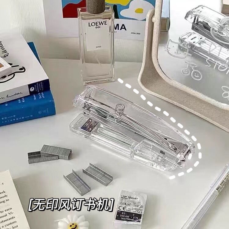 可愛學生訂書機韓國ins風透明訂書機簡約無印風中型訂書器學生辦公用品文件裝訂 蝦皮購物