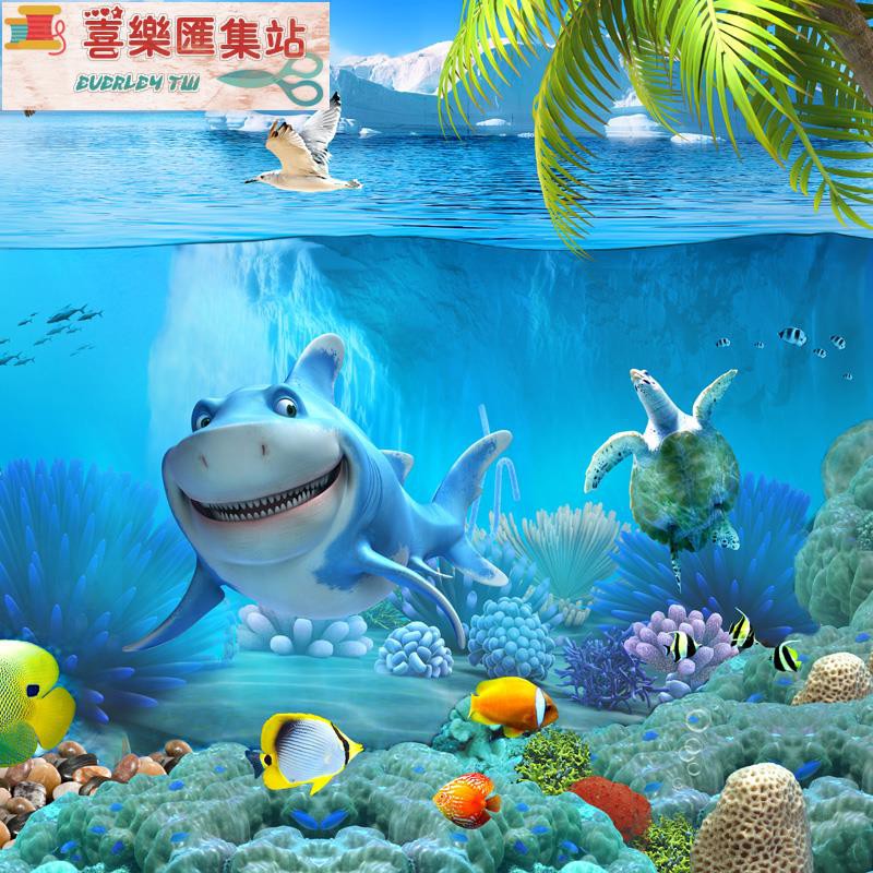 防水自粘墻紙墻貼壁畫貼紙壁紙海底世界海豚海洋游泳館背景墻貼畫 Everley Tw 蝦皮購物