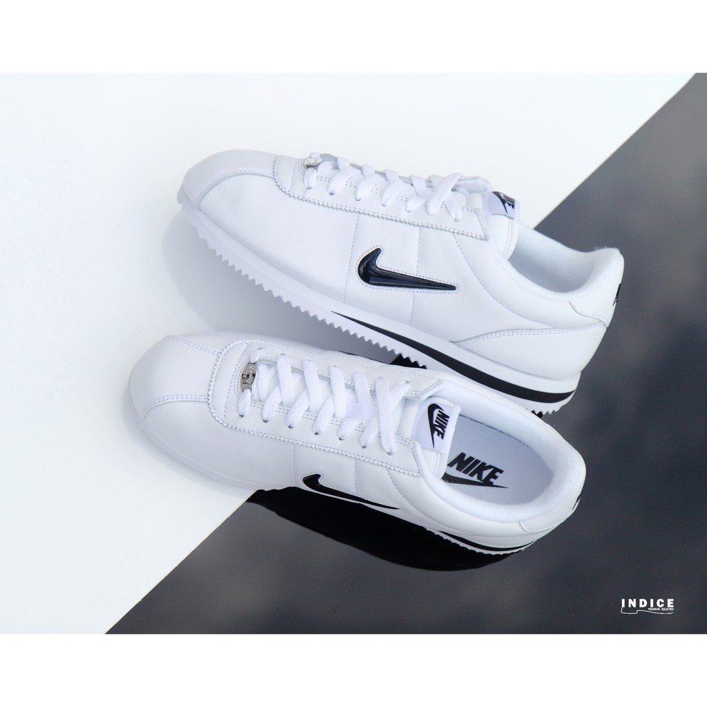 INDiCE↗Nike Cortez Basic Jewel QS 938343 101 皮革運動休閒鞋 黑白配色