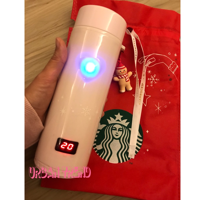 [Urban Trend]現貨。韓國Starbucks 星巴克2017聖誕節超級限量排隊款LED愛心溫度計保溫杯 保溫瓶