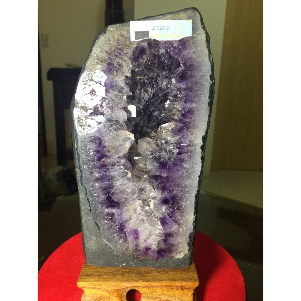 晶洞 烏拉圭 紫晶洞 鈦晶洞 木型 2.13公斤 門檔花 水晶花 二次結晶 巴西 洞深 稀有 避邪  招財 天然 紫水晶