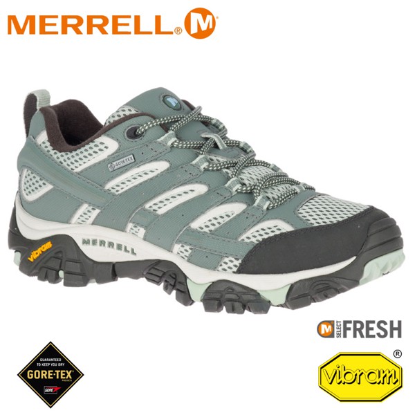 【MERRELL 美國 女 MOAB 2 GORE-TEX 防水健行鞋《灰綠色》】033468/登山鞋/戶外多/悠遊山水