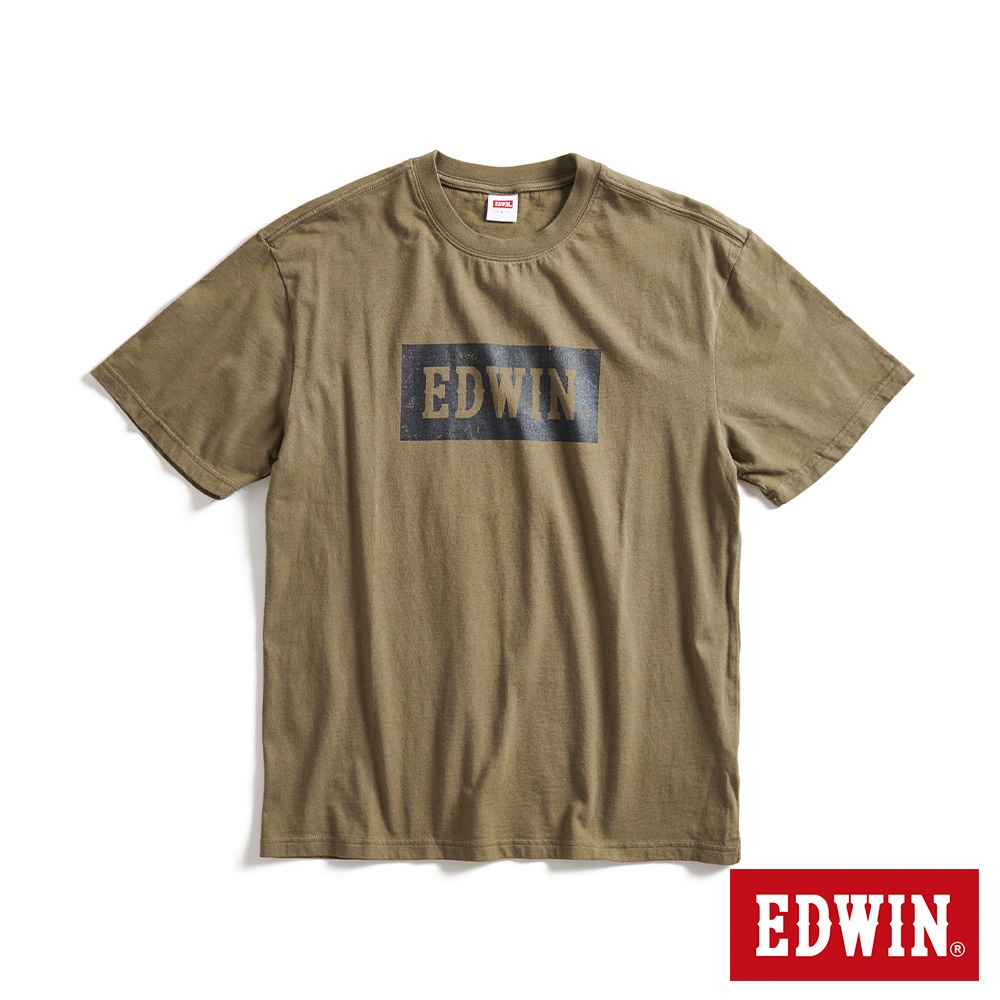 EDWIN 人氣復刻 斑駁BOX LOGO短袖T恤(橄欖綠)-男款