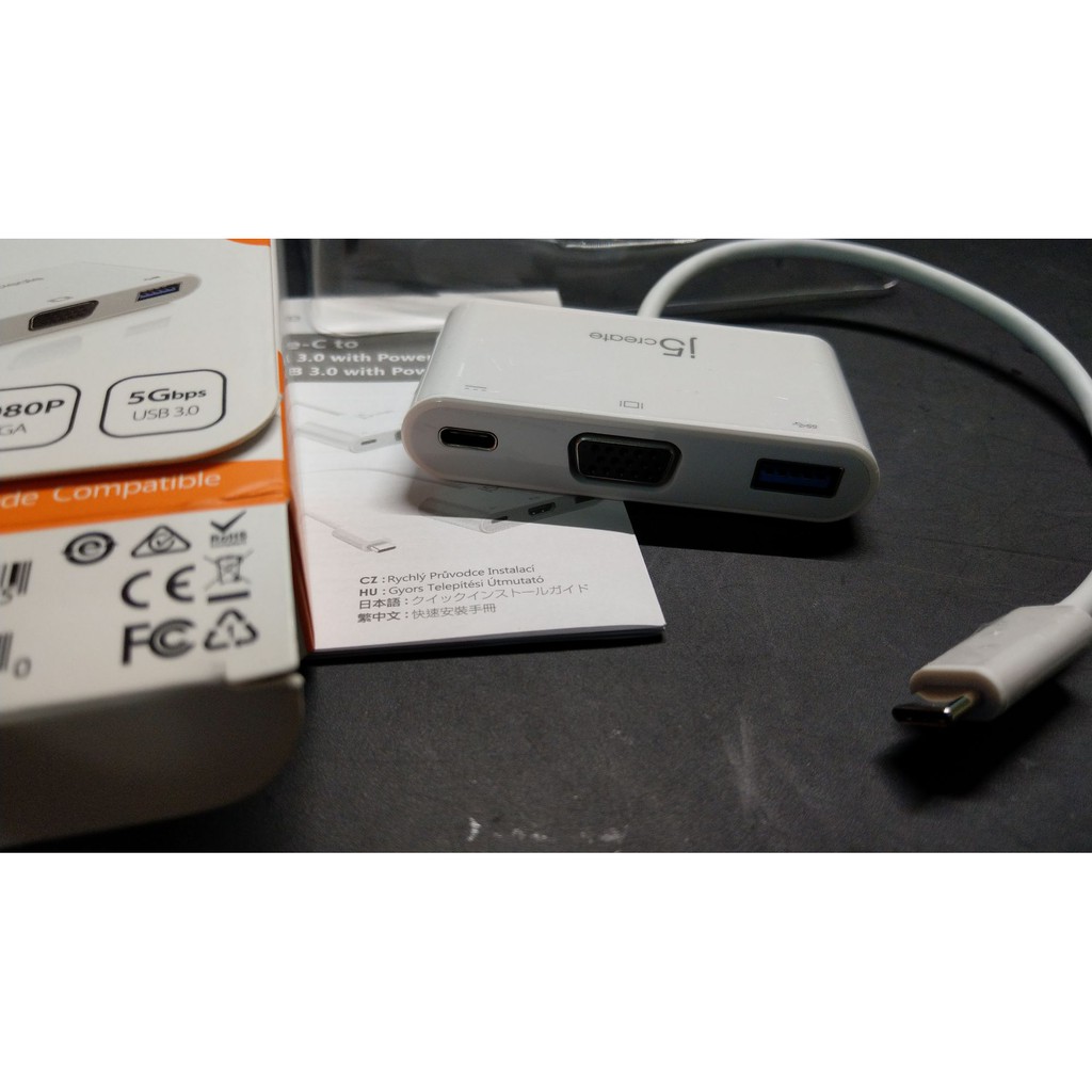 KaiJet j5create USB Type-C轉VGA 三合一螢幕轉接器-JCA378