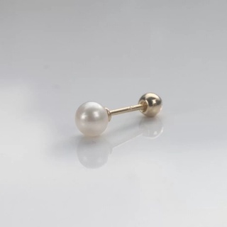 14K Tint Pearl Piercing 淡水珍珠鎖珠耳環 (單顆珍珠款式(改良厚實版)