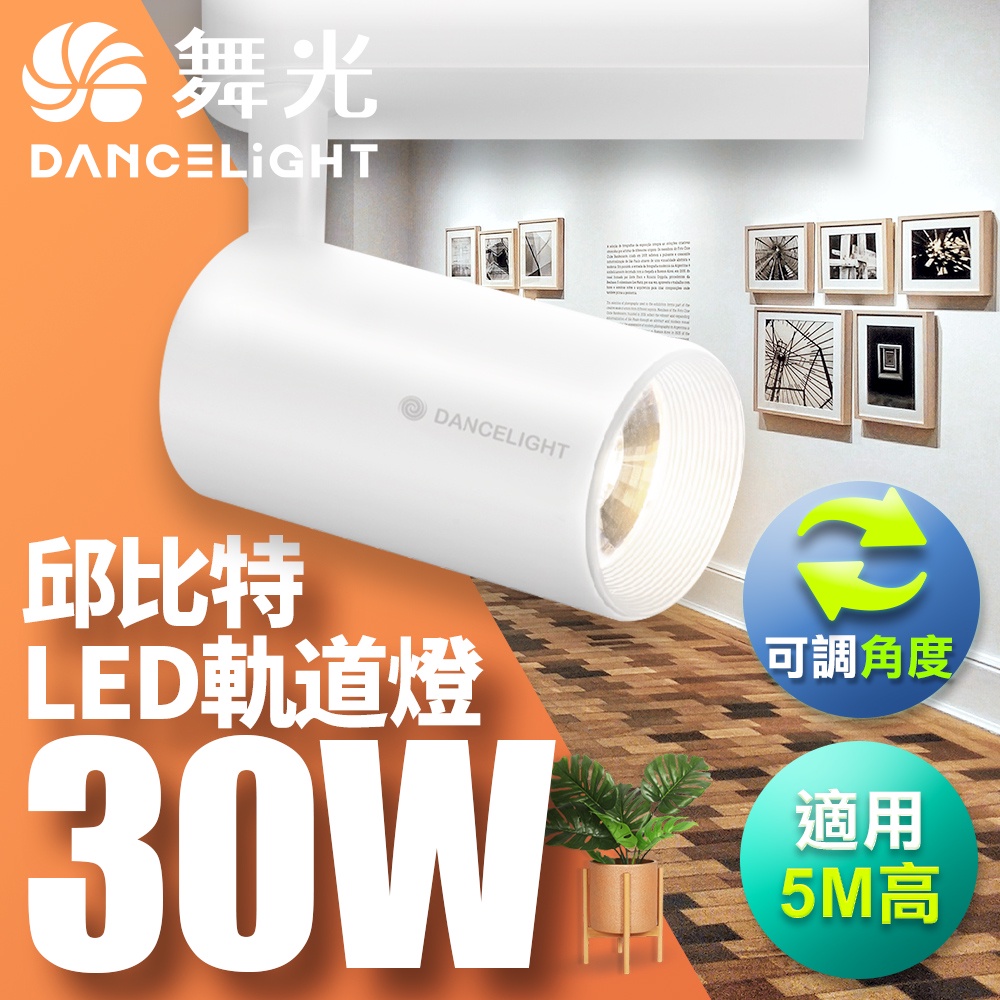 【DanceLight舞光】30W邱比特 LED軌道燈 全電壓 聚光(黑殼/白殼)(白光/黃光/自然光)