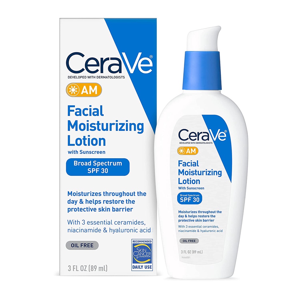 【B2 Store】CeraVe AM 面部保濕乳液 SPF 30 | 無油臉部保濕霜，附防曬乳 | 不致粉刺3.5盎司
