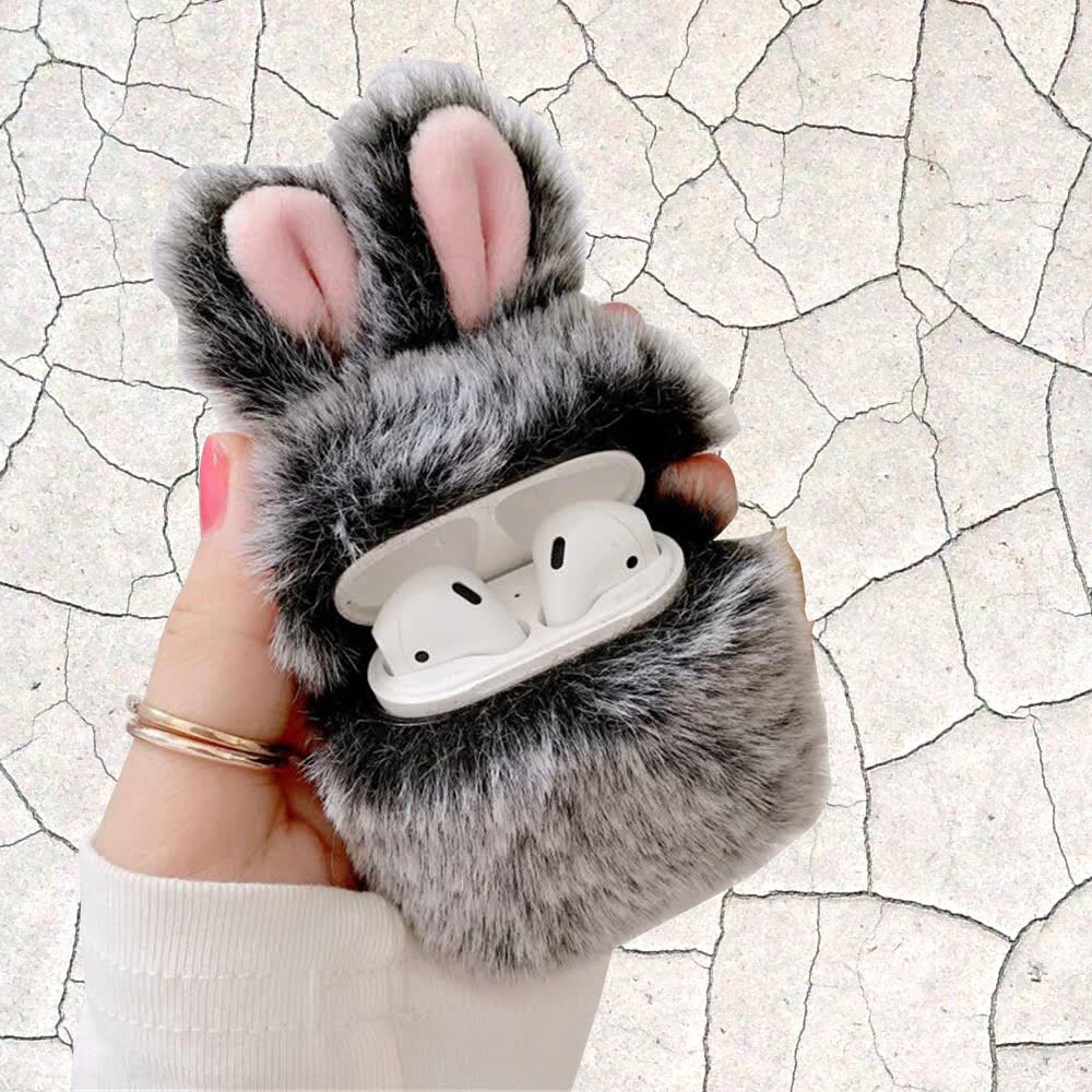 可愛的兔耳皮套適用於 airpods pro 無線充電正常。