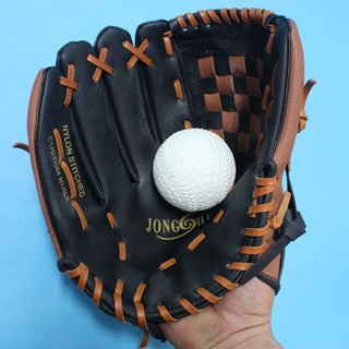 11吋 左撇子棒球手套 合成皮棒球手套 (反手) 附軟式安全棒球 (國小國中適用) 手套戴右手 左拐子專用